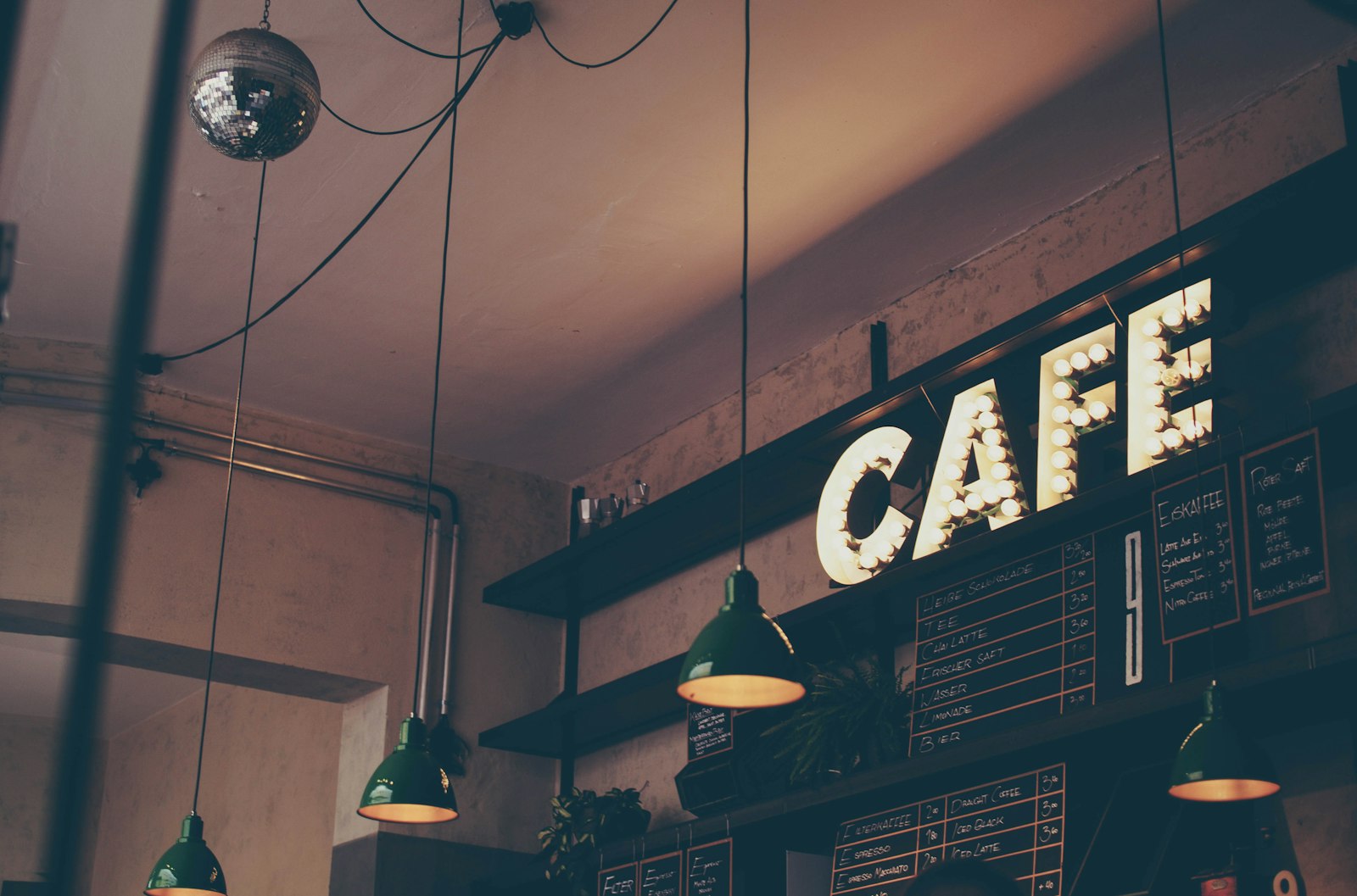 Sunlit cafe interior